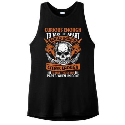 Funny Mechanic Gift Curious Skilled And Clever Car Fixing Funny Gift Ladies PosiCharge Tri-Blend Wicking Tank