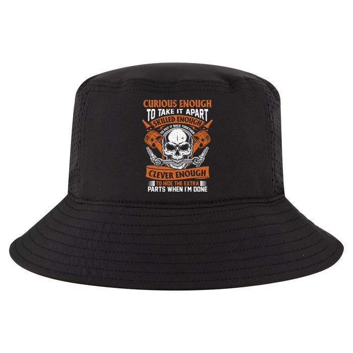 Funny Mechanic Gift Curious Skilled And Clever Car Fixing Funny Gift Cool Comfort Performance Bucket Hat