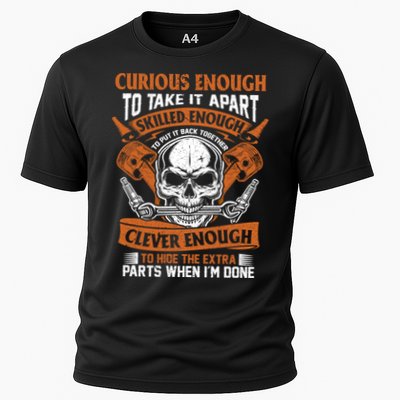Funny Mechanic Gift Curious Skilled And Clever Car Fixing Funny Gift Performance Shirt