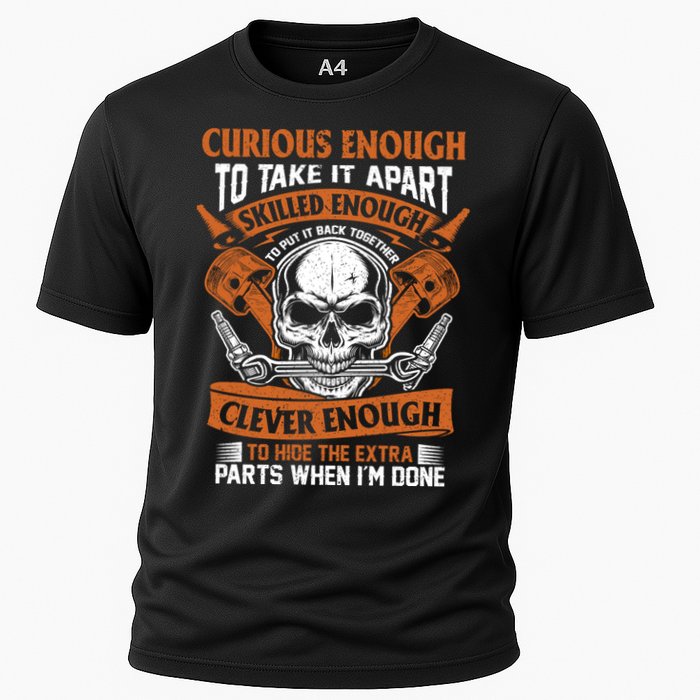 Funny Mechanic Gift Curious Skilled And Clever Car Fixing Funny Gift Cooling Performance Crew T-Shirt