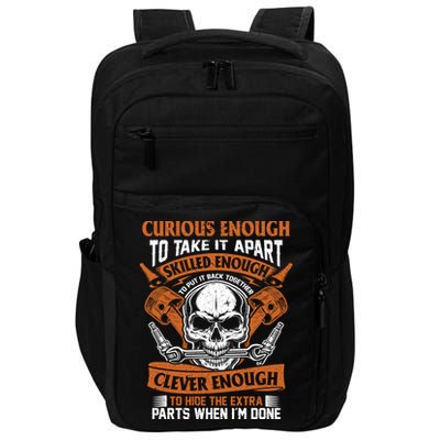 Funny Mechanic Gift Curious Skilled And Clever Car Fixing Funny Gift Impact Tech Backpack