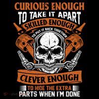 Funny Mechanic Gift Curious Skilled And Clever Car Fixing Funny Gift Drawstring Bag