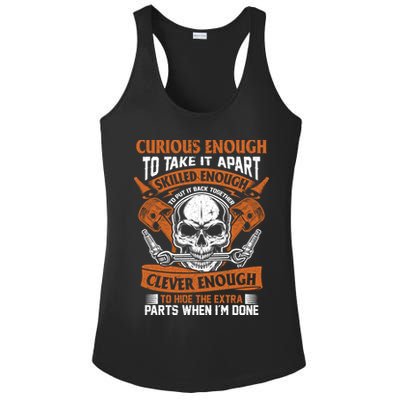 Funny Mechanic Gift Curious Skilled And Clever Car Fixing Funny Gift Ladies PosiCharge Competitor Racerback Tank