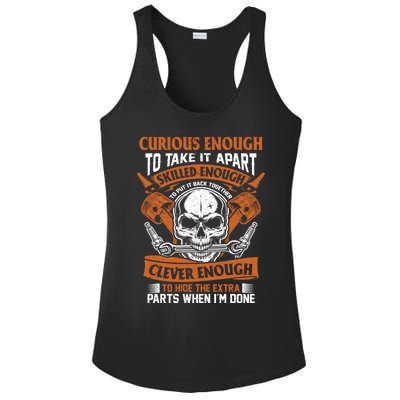 Funny Mechanic Gift Curious Skilled And Clever Car Fixing Funny Gift Ladies PosiCharge Competitor Racerback Tank