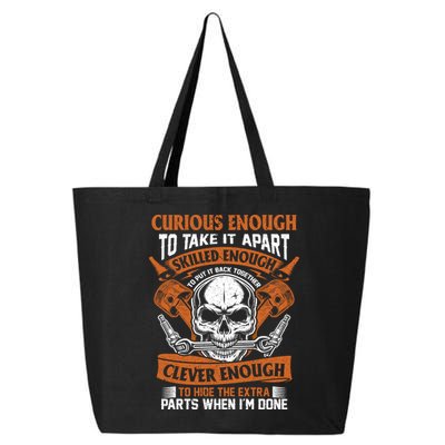 Funny Mechanic Gift Curious Skilled And Clever Car Fixing Funny Gift 25L Jumbo Tote