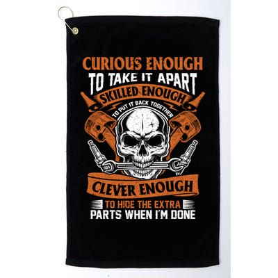 Funny Mechanic Gift Curious Skilled And Clever Car Fixing Funny Gift Golf Towel