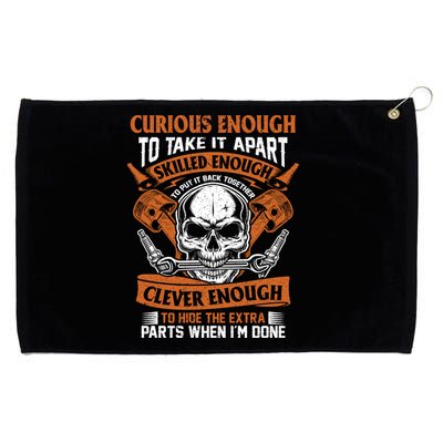 Funny Mechanic Gift Curious Skilled And Clever Car Fixing Funny Gift Grommeted Golf Towel