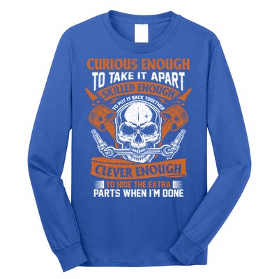 Funny Mechanic Gift Curious Skilled And Clever Car Fixing Funny Gift Long Sleeve Shirt