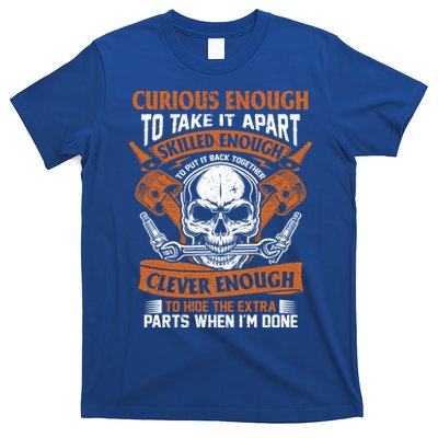 Funny Mechanic Gift Curious Skilled And Clever Car Fixing Funny Gift T-Shirt