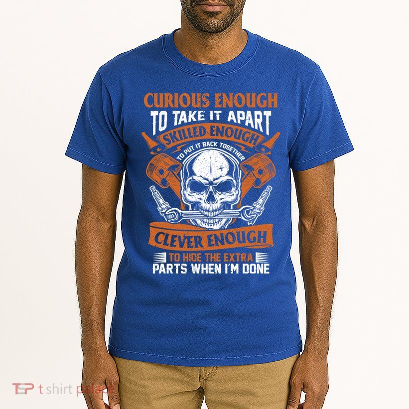 Funny Mechanic Gift Curious Skilled And Clever Car Fixing Funny Gift Tall T-Shirt