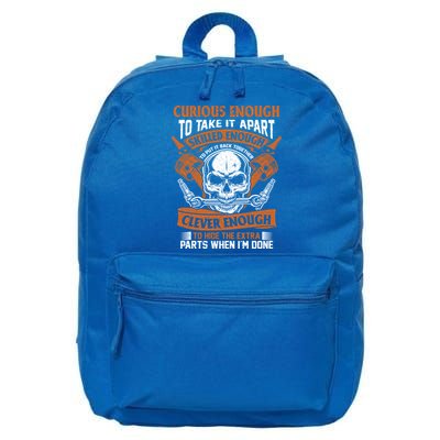 Funny Mechanic Gift Curious Skilled And Clever Car Fixing Funny Gift 16 in Basic Backpack