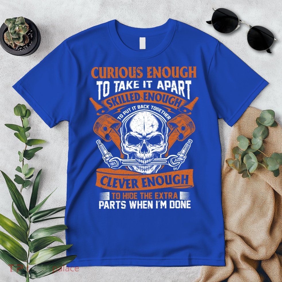 Funny Mechanic Gift Curious Skilled And Clever Car Fixing Funny Gift Premium T-Shirt