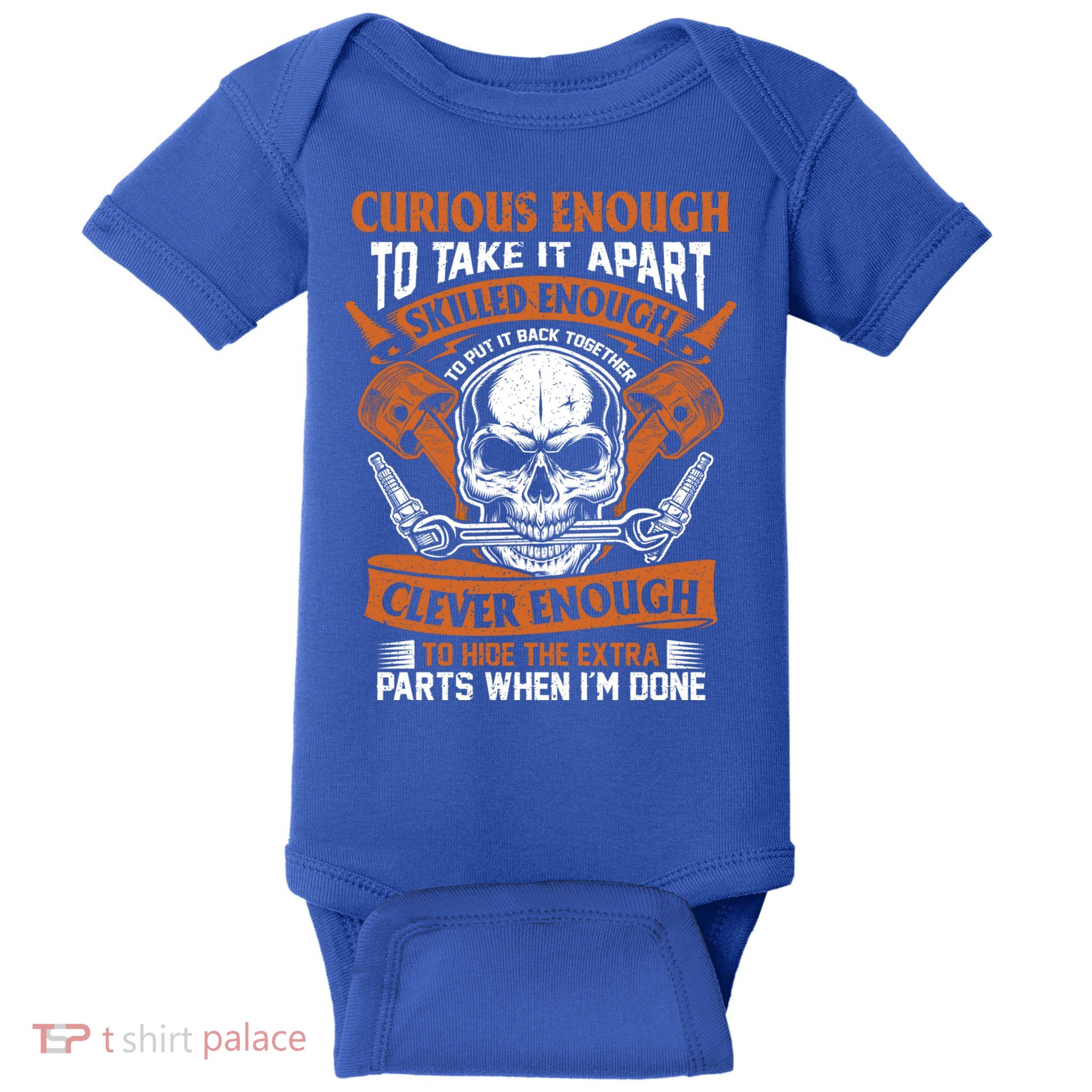 Funny Mechanic Gift Curious Skilled And Clever Car Fixing Funny Gift Baby Bodysuit