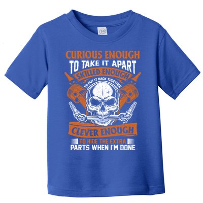 Funny Mechanic Gift Curious Skilled And Clever Car Fixing Funny Gift Toddler T-Shirt