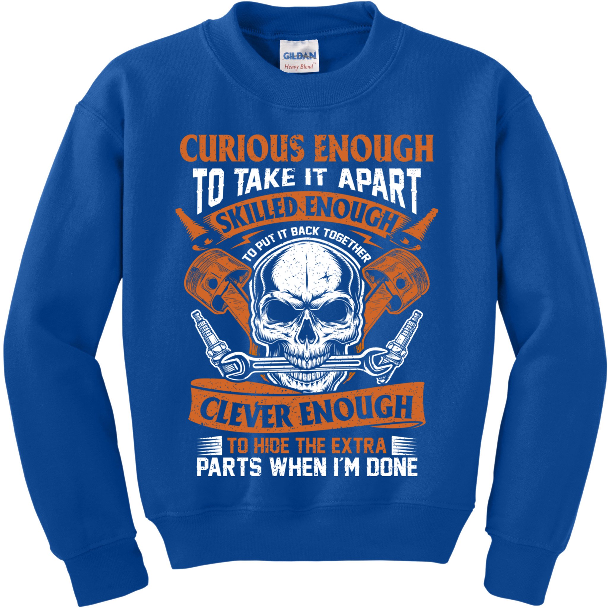 Funny Mechanic Gift Curious Skilled And Clever Car Fixing Funny Gift Kids Sweatshirt