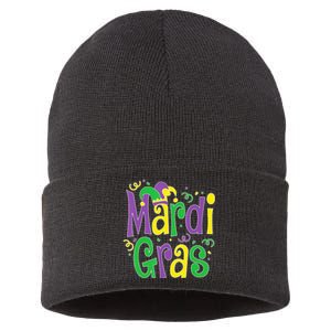 funny Mardi Gras festival Mardi Gras Party Sustainable Knit Beanie