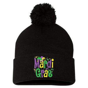 funny Mardi Gras festival Mardi Gras Party Pom Pom 12in Knit Beanie