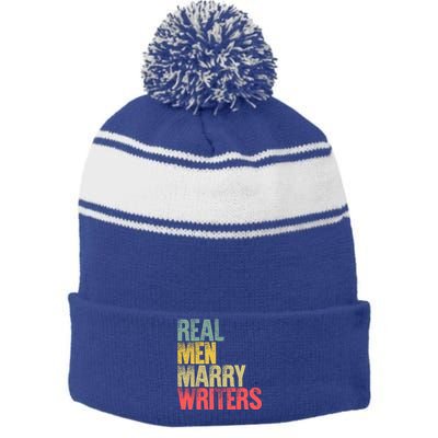 Funny Marriage Gift Real Marry Writers Groom Gift Stripe Pom Pom Beanie