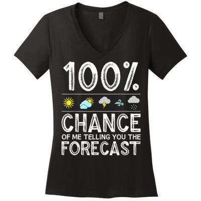 Funny Meteorology Gift For Weather Enthusiasts Cool Weatherman Gift Women's V-Neck T-Shirt