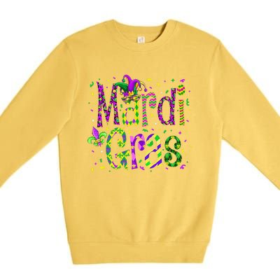 Funny Mardi Gras Parade Jester Hat Premium Crewneck Sweatshirt