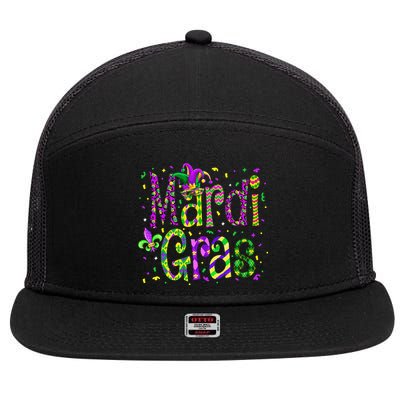 Funny Mardi Gras Parade Jester Hat 7 Panel Mesh Trucker Snapback Hat