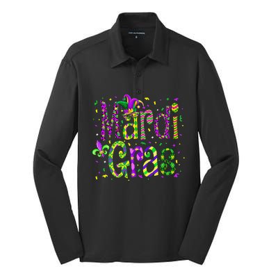 Funny Mardi Gras Parade Jester Hat Silk Touch Performance Long Sleeve Polo