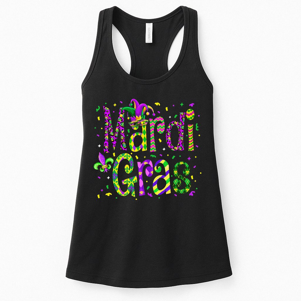 Funny Mardi Gras Parade Jester Hat Womens Tank Top