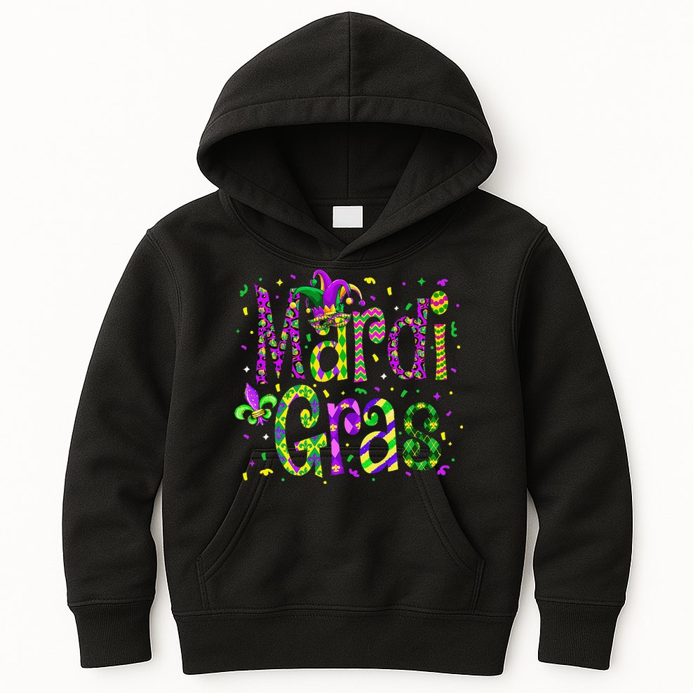 Funny Mardi Gras Parade Jester Hat Kids Hoodie