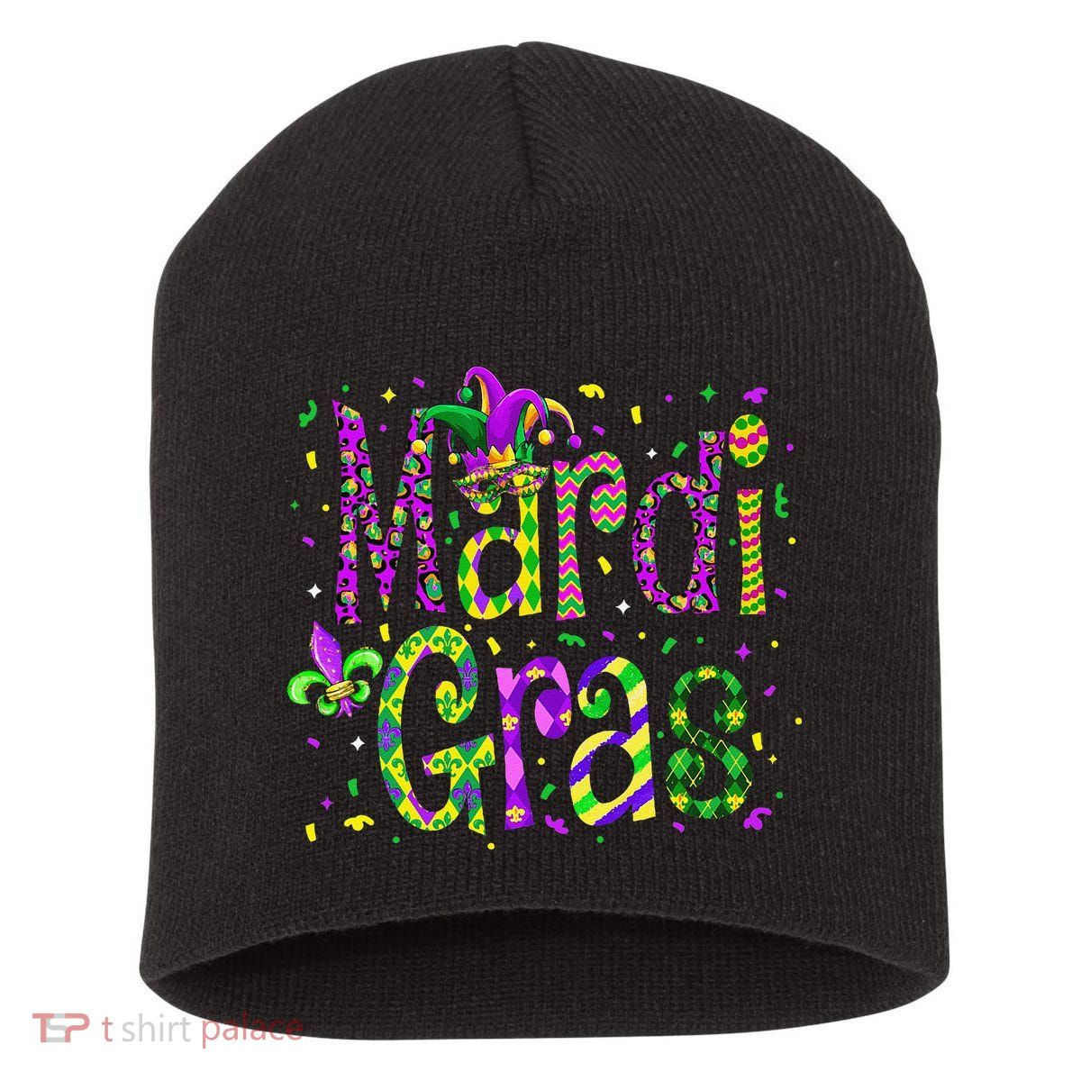 Funny Mardi Gras Parade Jester Hat Short Acrylic Beanie