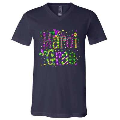 Funny Mardi Gras Parade Jester Hat V-Neck T-Shirt