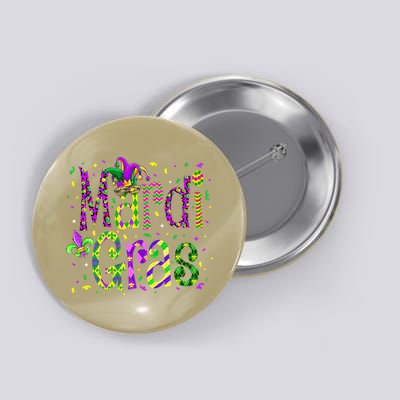Funny Mardi Gras Parade Jester Hat Button