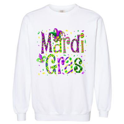 Funny Mardi Gras Parade Jester Hat Garment-Dyed Sweatshirt