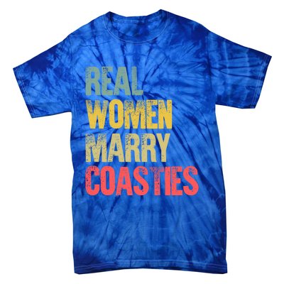 Funny Marriage Gift Real Marry Coasties Bride Great Gift Tie-Dye T-Shirt