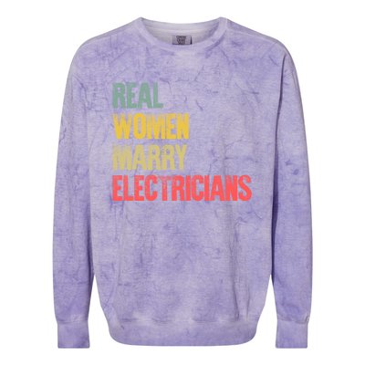 Funny Marriage Gift Real Marry Electricians Bride Gift Colorblast Crewneck Sweatshirt