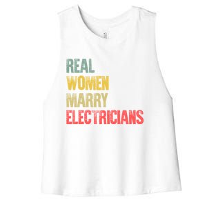 Funny Marriage Gift Real Marry Electricians Bride Gift Women's Racerback Cropped Tank