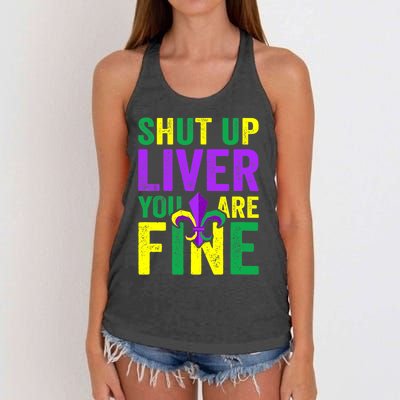 Funny Mardi Gras Parade Outfit Shut Up Liver Youre Fine Women's Knotted Racerback Tank