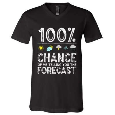 Funny Meteorology Gift Weather Enthusiasts Cool Weatherman (1) V-Neck T-Shirt