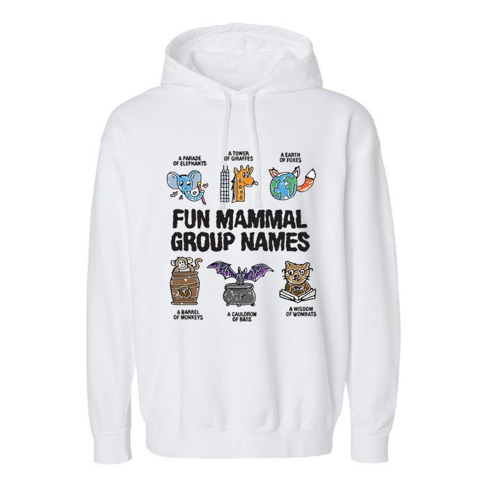 Fun Mammal Group Names Garment-Dyed Fleece Hoodie