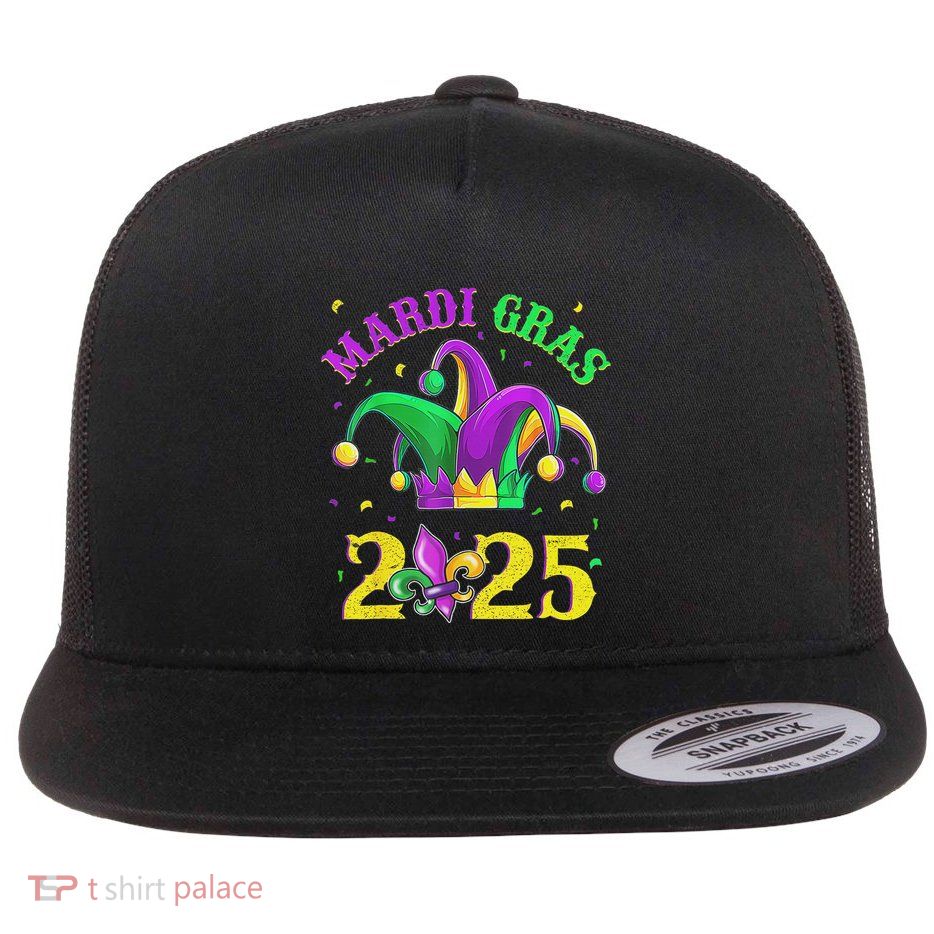 Funny Mardi Gras Parade Outfit Jester Hat Flat Bill Trucker Hat