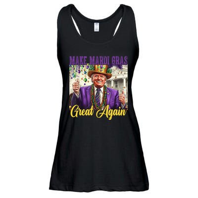 Funny Mardi Gras Donald Trump American Flag Ladies Essential Flowy Tank