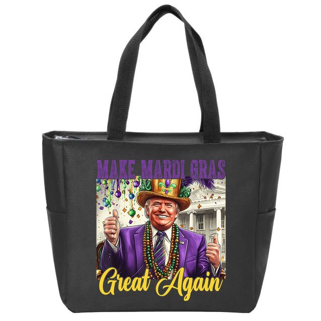 Funny Mardi Gras Donald Trump American Flag Zip Tote Bag