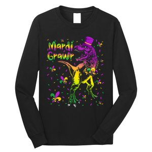 Funny Mardi Gras Festival Grawr Dinosaur Long Sleeve Shirt