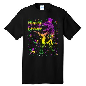 Funny Mardi Gras Festival Grawr Dinosaur Tall T-Shirt