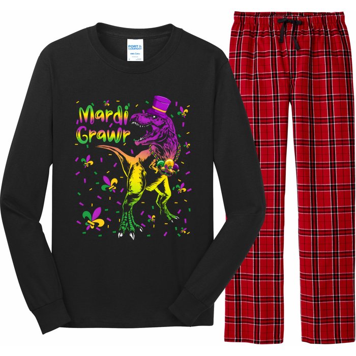 Funny Mardi Gras Festival Grawr Dinosaur Long Sleeve Pajama Set