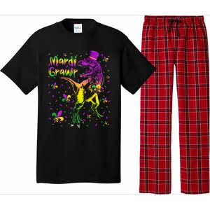 Funny Mardi Gras Festival Grawr Dinosaur Pajama Set