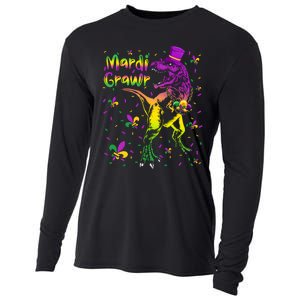 Funny Mardi Gras Festival Grawr Dinosaur Cooling Performance Long Sleeve Crew