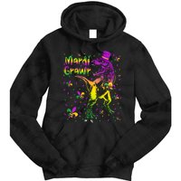 Funny Mardi Gras Festival Grawr Dinosaur Tie Dye Hoodie