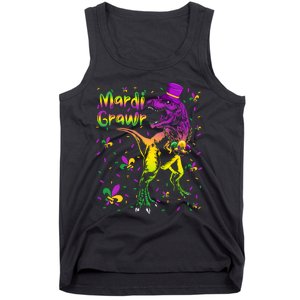 Funny Mardi Gras Festival Grawr Dinosaur Tank Top