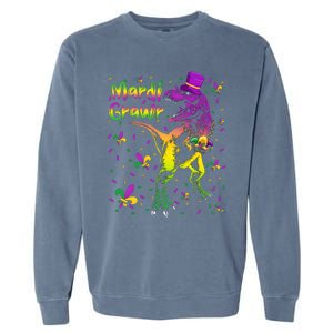 Funny Mardi Gras Festival Grawr Dinosaur Garment-Dyed Sweatshirt