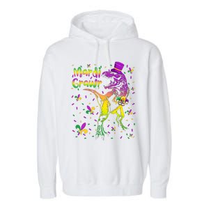 Funny Mardi Gras Festival Grawr Dinosaur Garment-Dyed Fleece Hoodie